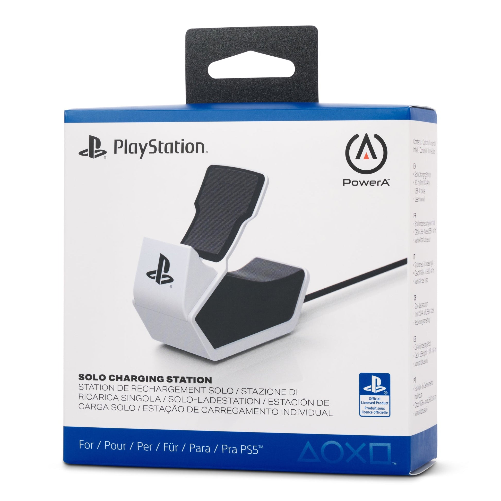 PowerA Solo Ladestation – Ladestation für PlayStation 5, USB-A auf USB-C (1 m), Schwarz/Weiss
