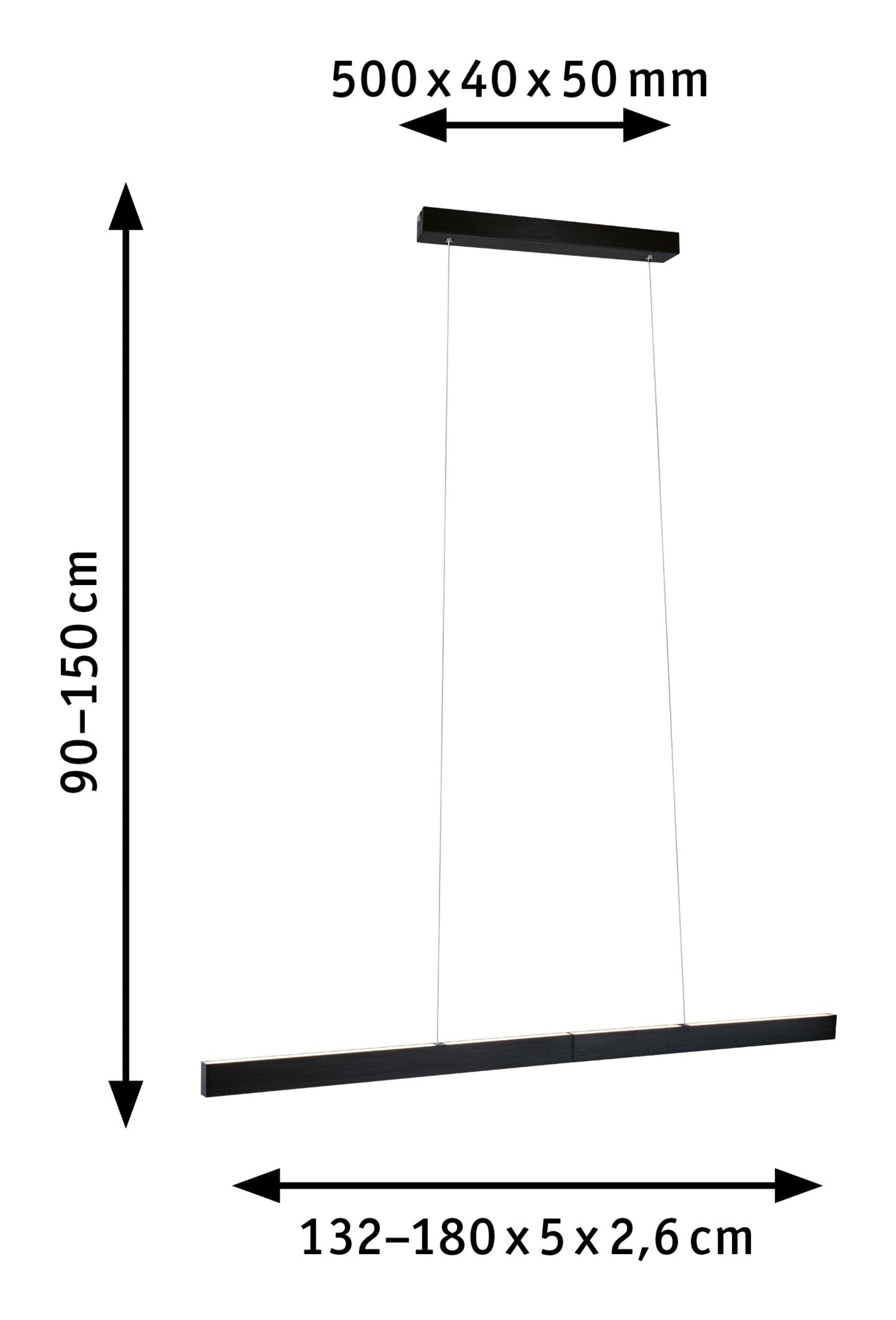 Paulmann Pendelleuchte Aptare – 180 × 5 × 150 cm, 4100 lm, 16,5 W, 2700 K, dimmbar, schwarz