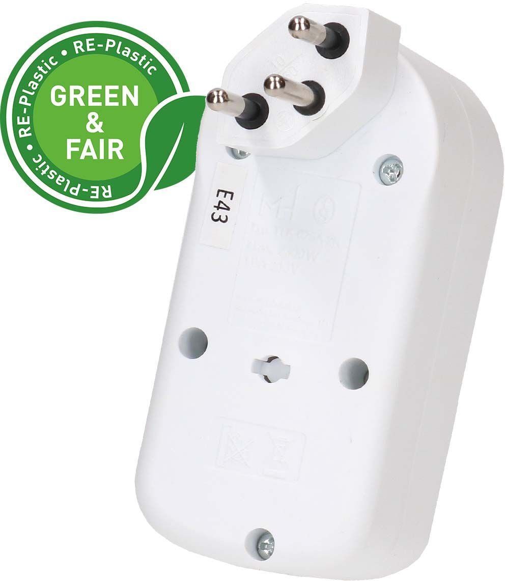 Max Hauri AG Max Hauri ADAPT Abzweigstecker T12 zu 3× Typ 13 – 230 V, 2300 W, 10 A, 0,1 m, Weiss