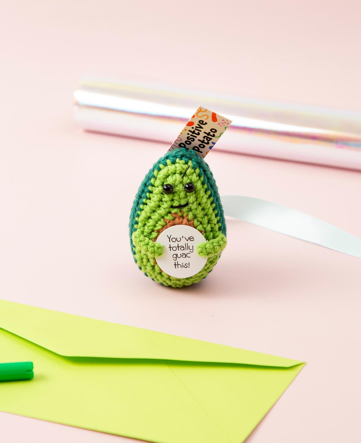 I am Creative Plüschtier Positive Avocado – 7,5 cm – grün