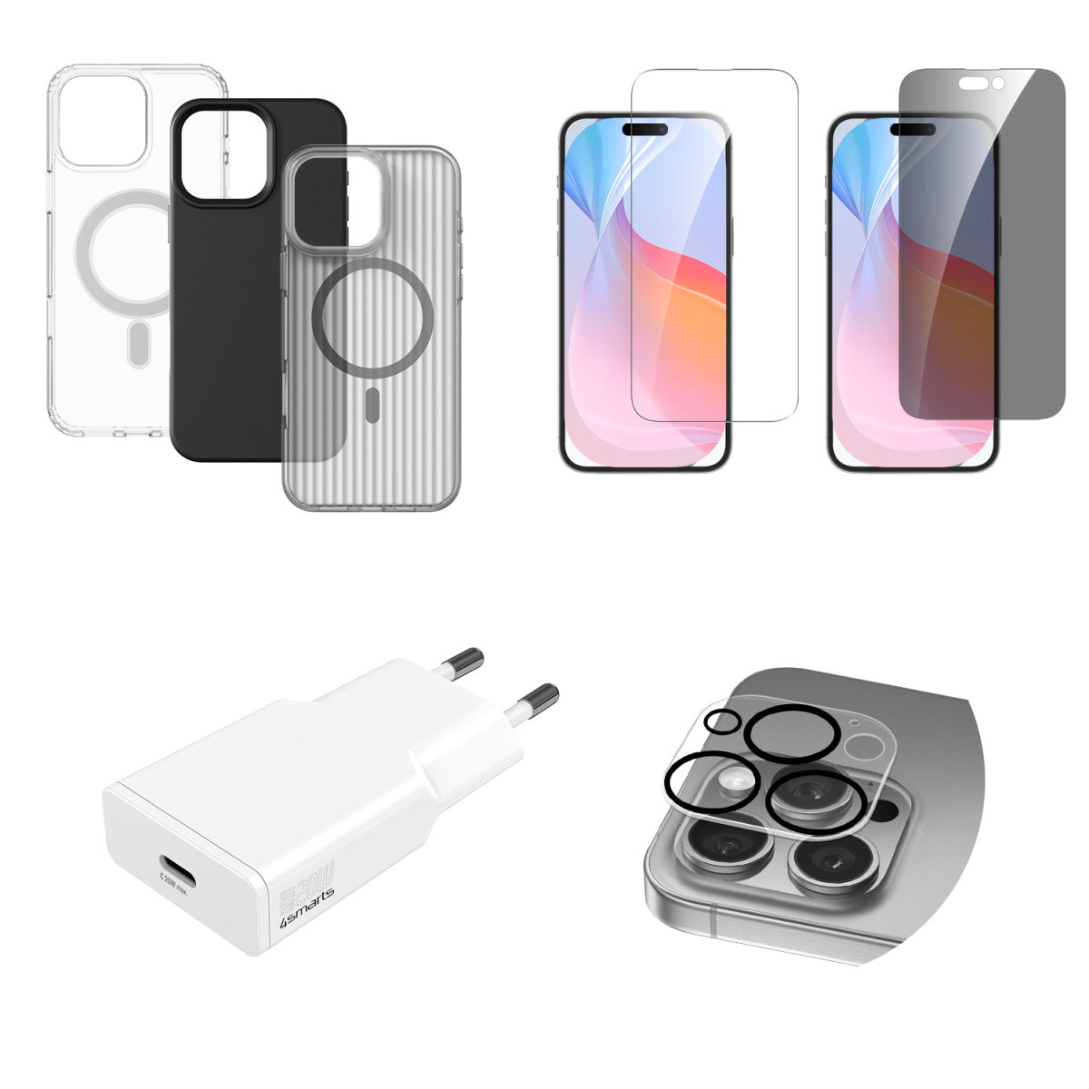 4smarts Displayschutzfolie – für Apple iPhone 16 Pro, 3er-Pack, transparent