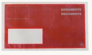 Dokuline Dokumententasche – C5/6, Fenster links, selbstklebend, PE, rot – 1'000 Stk.