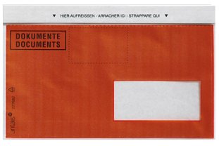 Dokuline Dokumententaschen C5/6, Fenster rechts, selbstklebend, PE, Rot – 1'000 Stk.