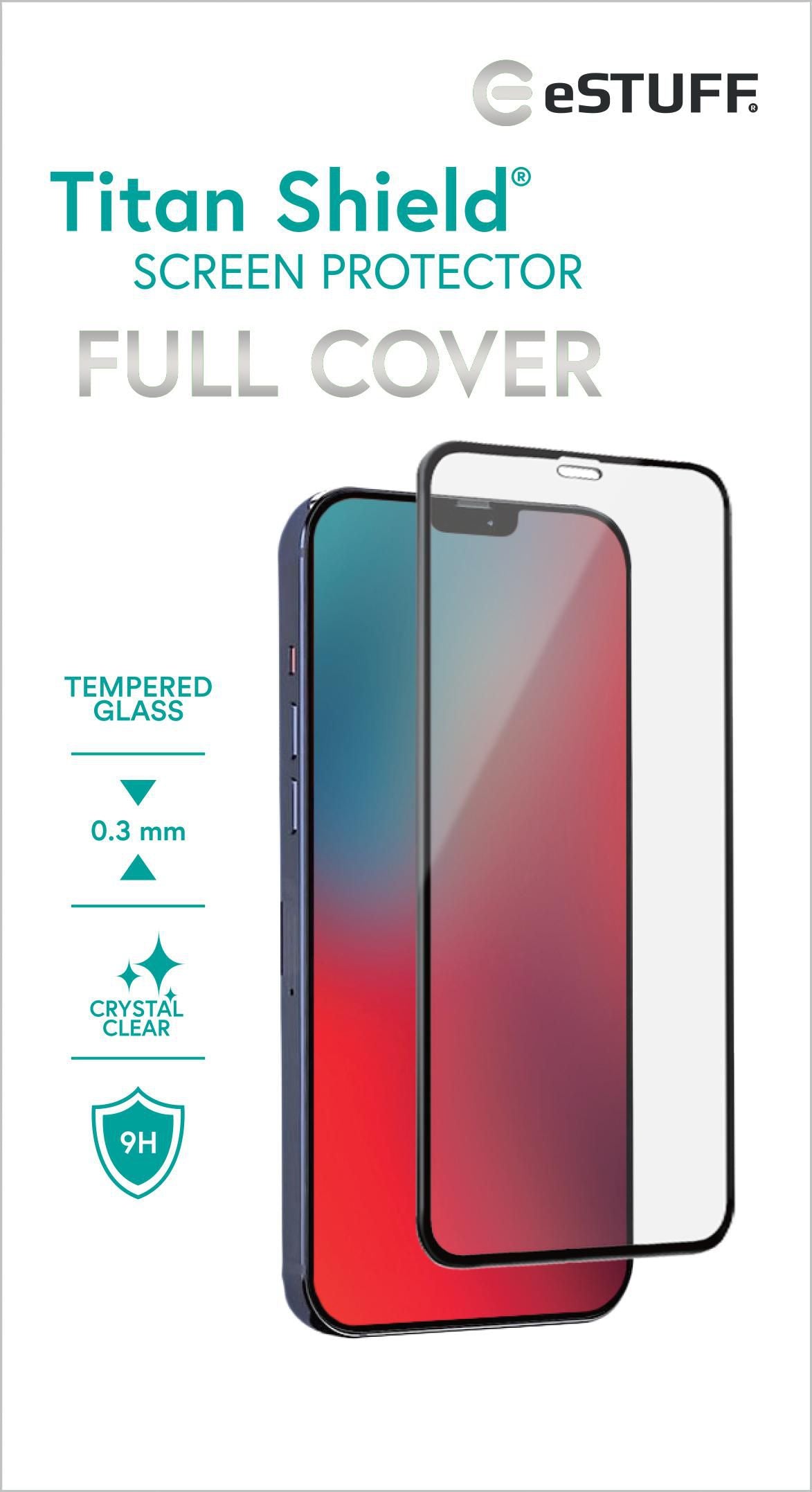 eSTUFF Displayschutz (Panzerglas), Full Cover – für iPhone 12/12 Pro