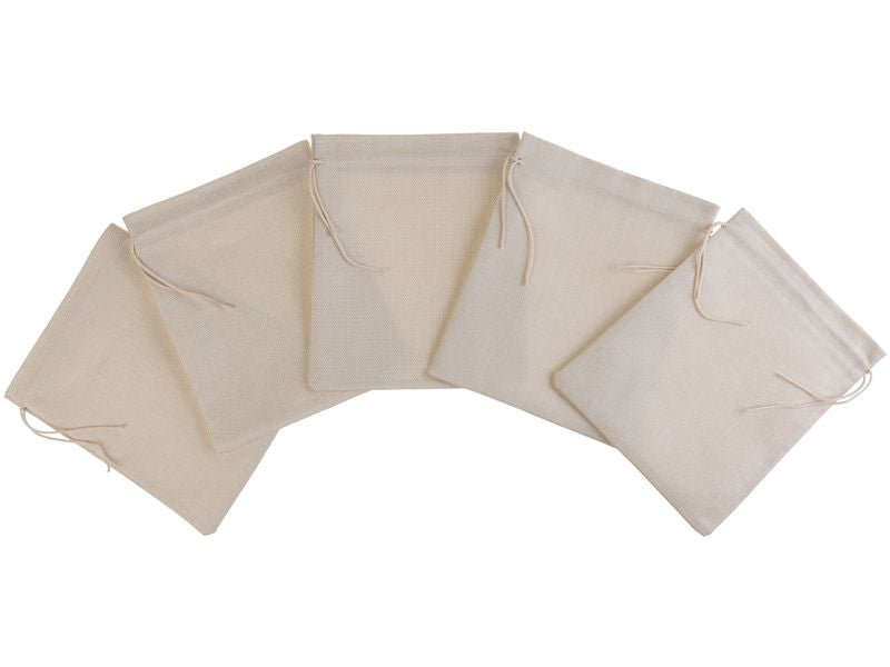 FTM Geschenkbeutel Leinen Beige – 180 × 210 mm – 5 Stk. – Jubiläum