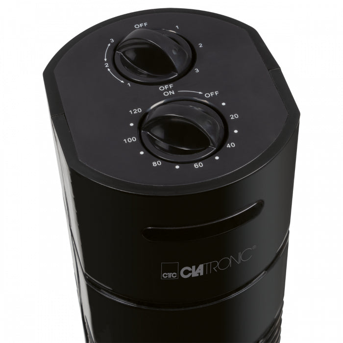 Clatronic Turmventilator TVL 3770 – 35 W, 3 Stufen, oszillierend, Timer 2 h, Schwarz
