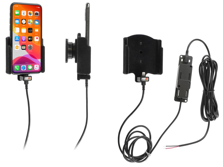 Brodit Auto-Halterung, Autolüftung, 360° drehbar, mit 2 USB-Ports (QC 3.0, 2,4 A) – für iPhone 11 Pro – Schwarz