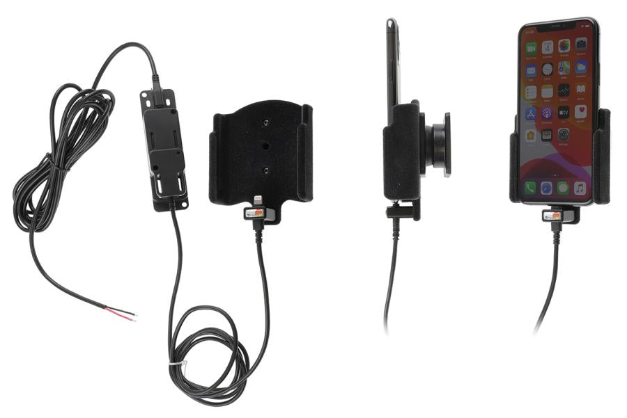 Brodit Auto-Halterung, Autolüftung, 360° drehbar, mit 2 USB-Ports (QC 3.0, 2,4 A) – für iPhone 11 Pro – Schwarz