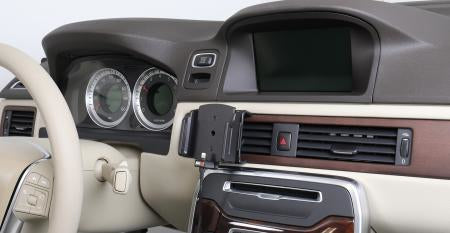 Brodit Auto-Halterung, 360°, mit 2× USB (QC 3.0, 2,4 A), Zigarettenanzünder – für iPhone 12–13 – Schwarz