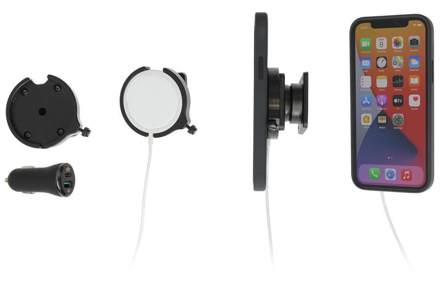 Brodit Auto-Halterung, Schraubbefestigung, kipp-/schwenkbar – für iPhone 12–13 (MagSafe) – Schwarz