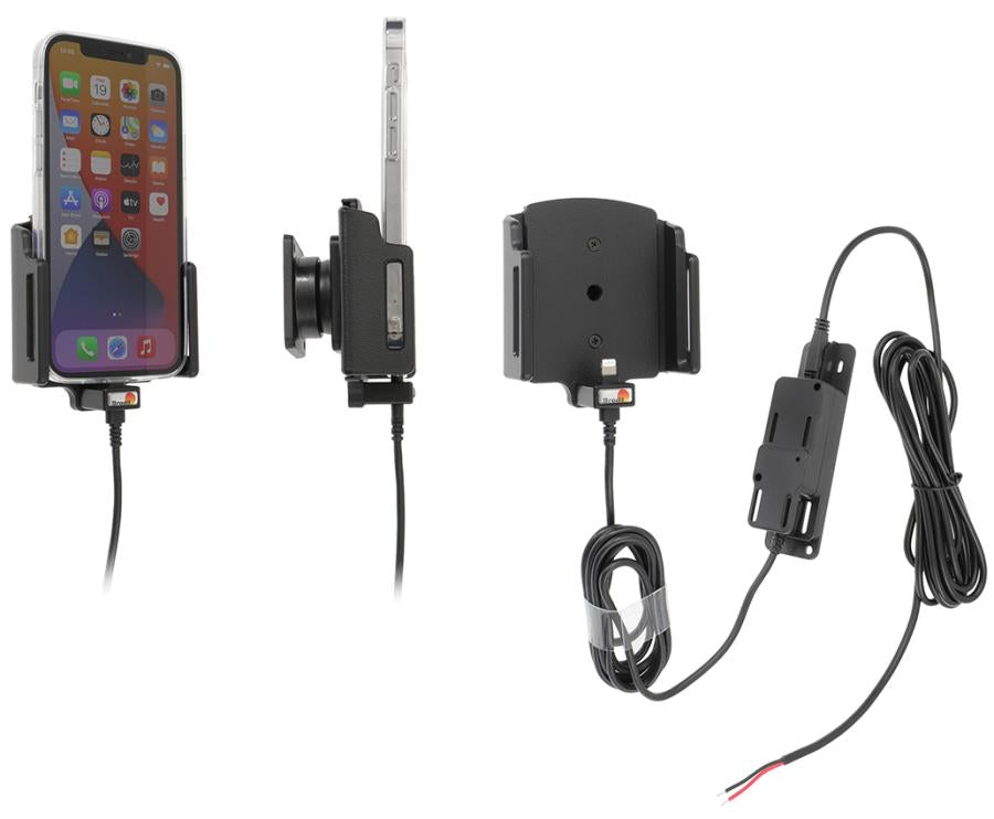 Brodit Auto-Halterung, Lüftung, 360° drehbar, mit 2 USB-Ports – für iPhone 12–13 – Schwarz, ABS