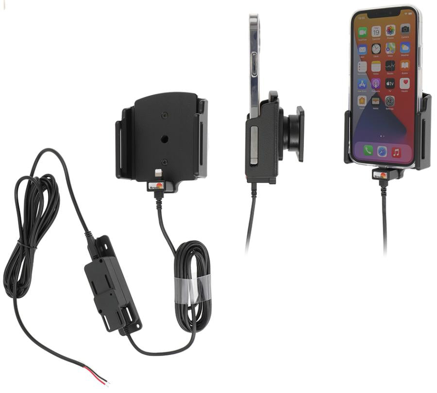 Brodit Auto-Halterung, Lüftung, 360° drehbar, mit 2 USB-Ports – für iPhone 12–13 – Schwarz, ABS
