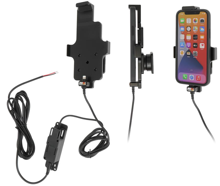 Brodit Auto-Halterung, Lüftung, mit Ladefunktion, 2× USB (QC 3.0, 2,4 A) – für iPhone 11–13, XR – Schwarz
