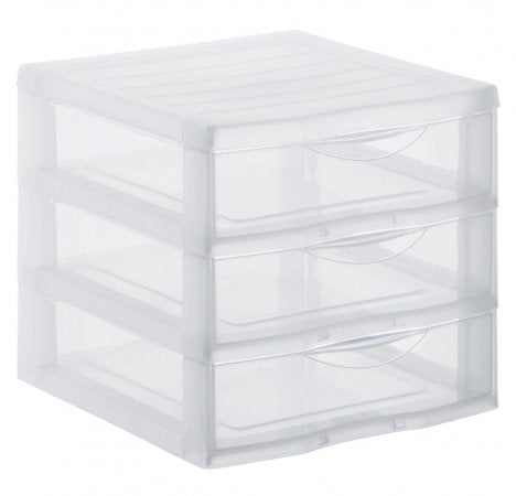 Rotho Optimo Schubladenelement – 3 Schubladen, für A6, transparent, B 180 × H 170 × T 210 mm