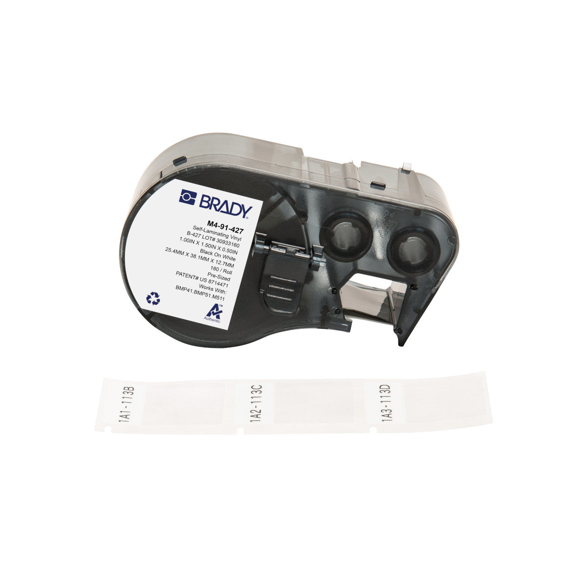 Brady Etiketten (Rolle) 25 × 38 mm – Vinyl – Thermotransfer – 180 Etiketten/Rolle – für BMP-Drucker