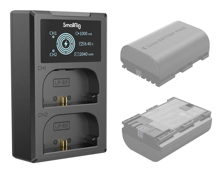 SmallRig 4084 Akkulader – für Canon LP-E6NH – 2-fach, USB – Schwarz