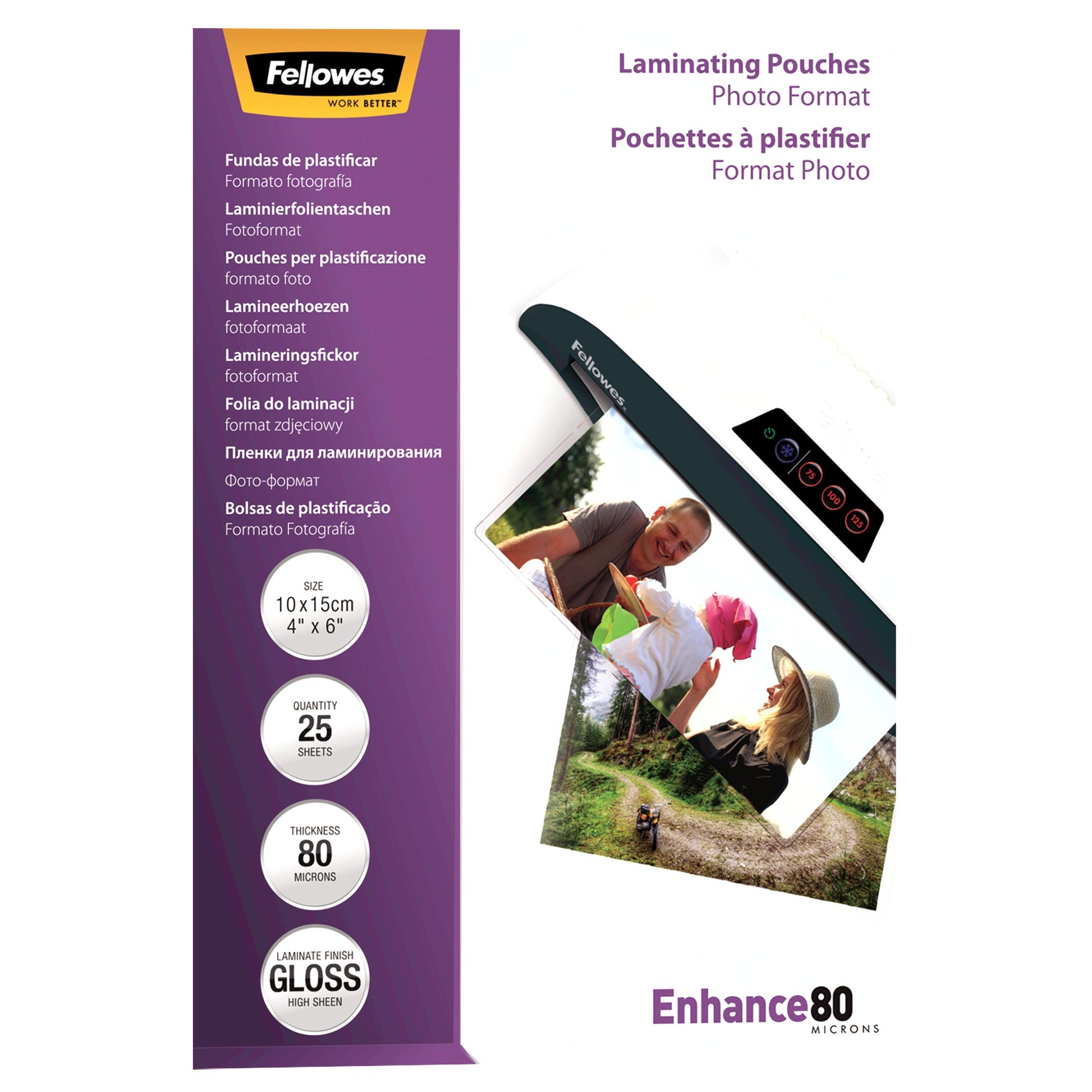 Fellowes Laminierfolien 166 × 108 mm – 80 µm, glänzend, 25 Stück