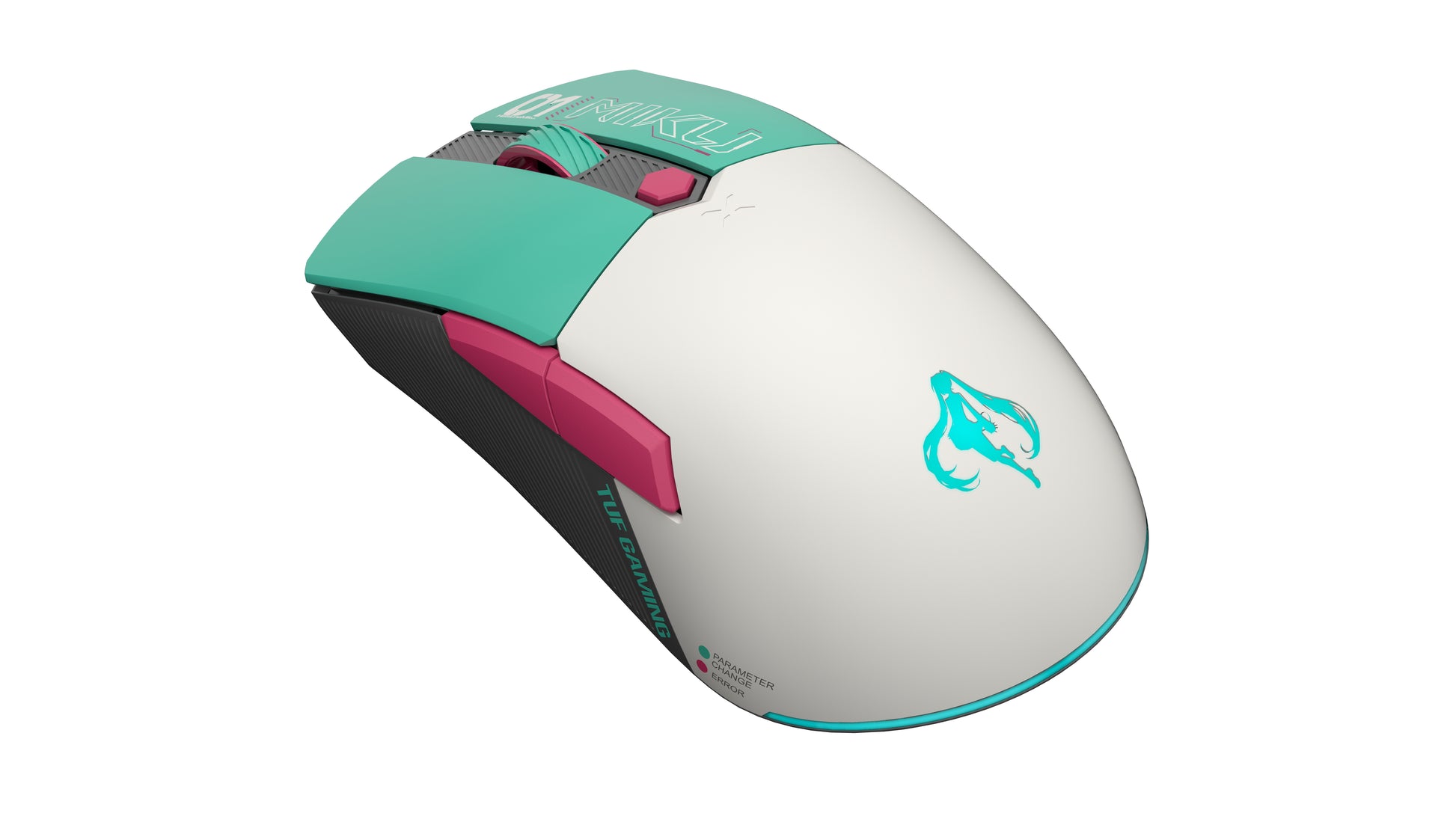 ASUS TUF Gaming Mini Hatsune Miku Edition – Gaming-Maus – Kabellos (Bluetooth/2,4 GHz), 1200 DPI, Rechts, Grün