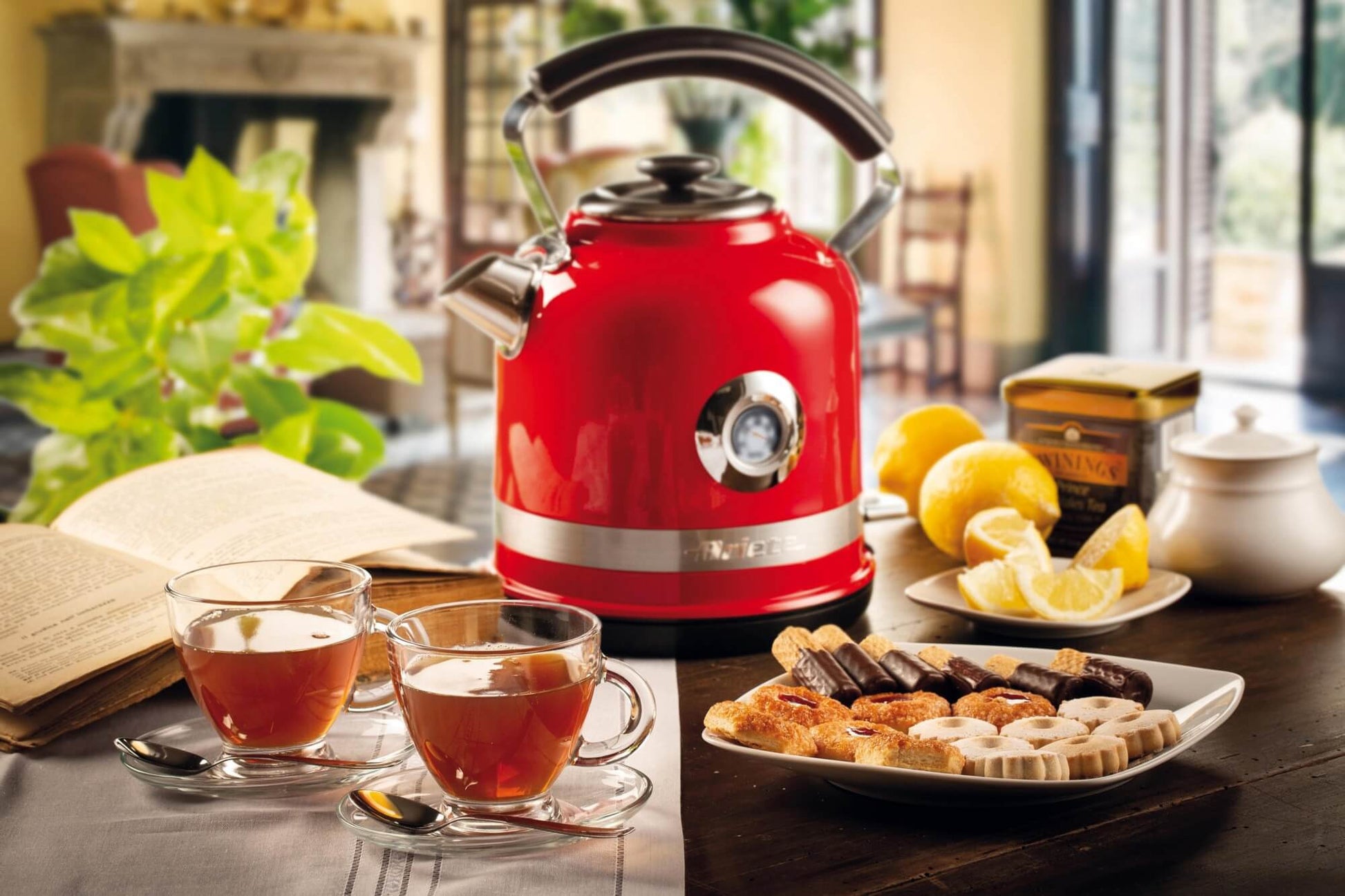 Ariete Wasserkocher – 1,5 l, Edelstahl, Rot, ARI-2854-MODERNA