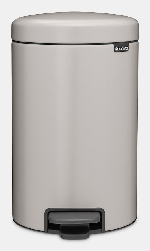 Brabantia NewIcon Treteimer – 12 l – Stahl, rund – Hellgrau – Soft-Close, Anti-Rutsch