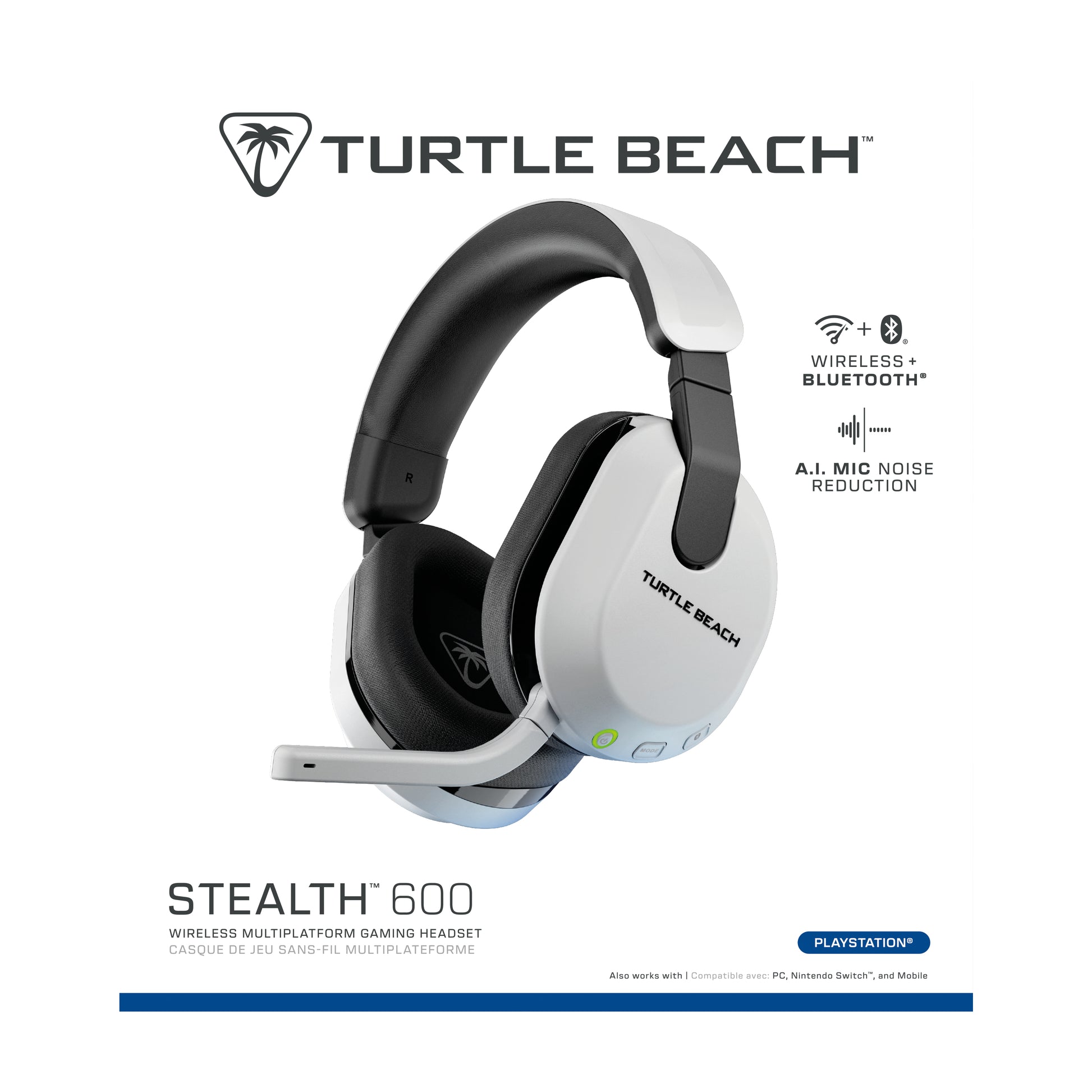 Turtle Beach Stealth 600 Gen 3 – Gaming-Headset – 2,4 GHz & Bluetooth 5.2 – Weiss – für PS5/PS4/PC u. a. – bis