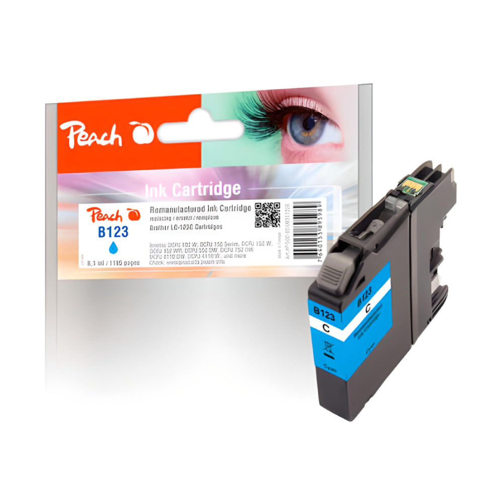 Peach LC-123CXL Cyan Tintenpatrone (Kompatibel) – 1185 Seiten – für Brother DCPJ 552/752, MFCJ 470/475