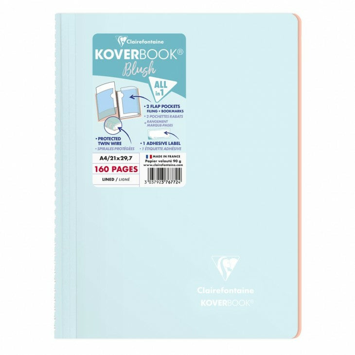 Clairefontaine Koverbook Blush – Collegeblock – A4, liniert, 160 Seiten, 90 g/m², Hardcover, mehrfarbig