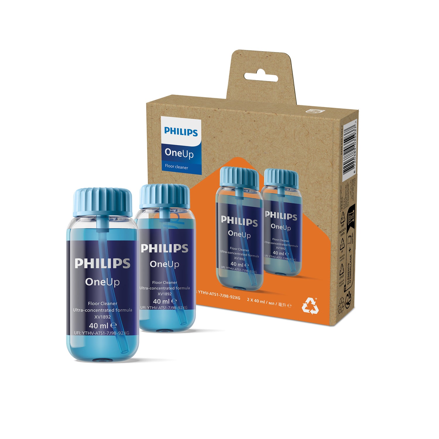 Philips XV1892/02 Bodenreiniger für Hartböden für Philips OneUp – Konzentrat, Flasche – 100 g, 2 Stk.