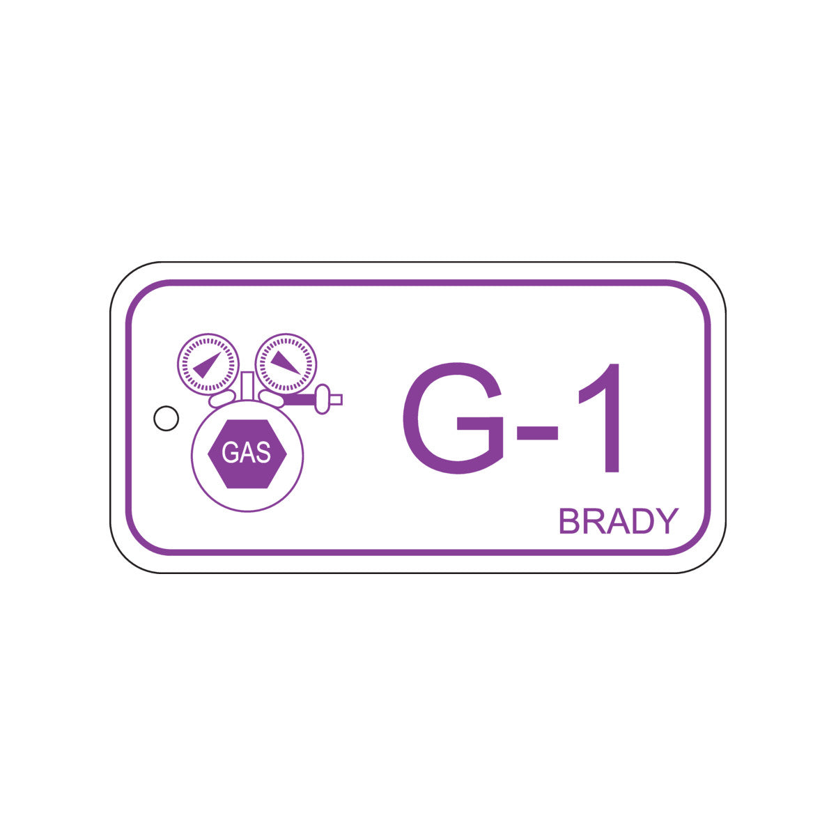 Brady Hinweisaufkleber Energy Source Tag - Gas, Rechteck – 75 × 38 mm – Polypropylen (PP) – Violett/Weiss