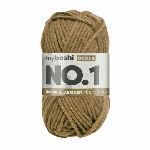 myBoshi Nr.1 Wolle Ocker – 50 g, 55 m, 70% Polyacryl/30% Schurwolle, Nadel 7 mm, 1 Stk.