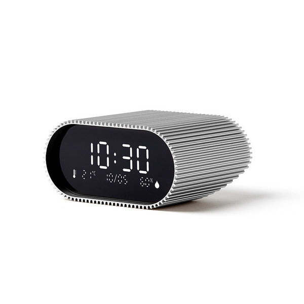 LEXON Wecker Ray – digital – silber, Aluminium, Schlummerfunktion, Thermometer