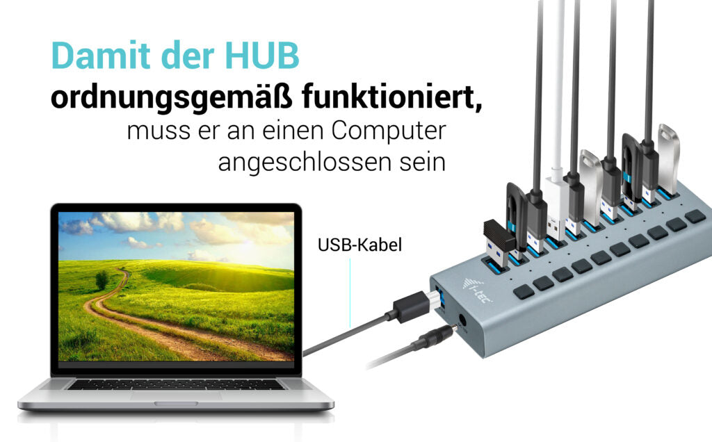 i-tec Ladegerät – 48 W, 10× USB-A, mit externem Netzteil – für Tablets, Notebooks, Ultrabooks und mehr