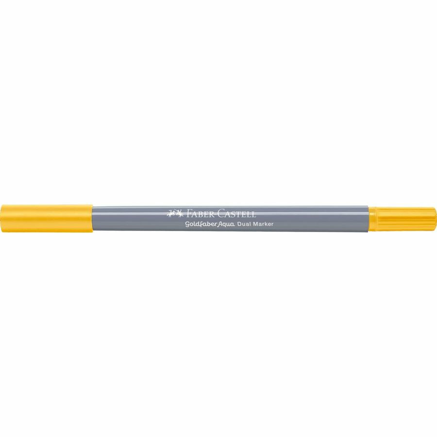 Faber-Castell Pinselstift – Finelinerspitze 0,6 mm, Pinselspitze – Naples Gelb – wasservermalbar