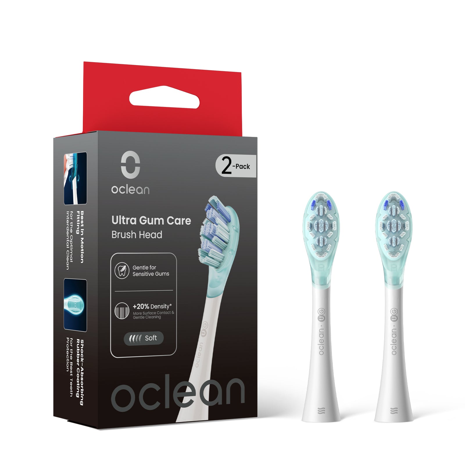 Oclean Aufsteckbürste – für Oclean Zahnbürsten – extra weich – 2 Stk – weiss