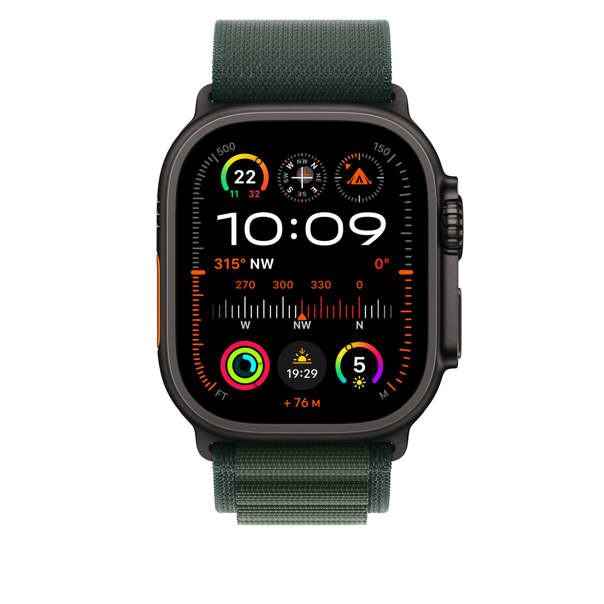 Apple Alpine Loop – Titan, Dunkelgrün, S, für Apple Watch