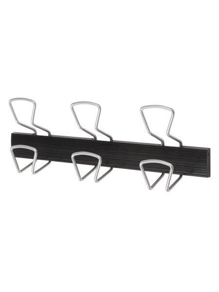 Alba Wandgarderobe 3 Haken – ABS/Stahl – schwarz/silber – 480 × 165 × 72 mm