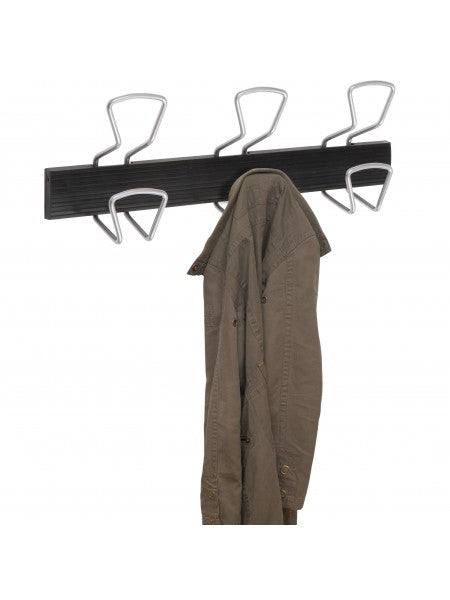 Alba Wandgarderobe 3 Haken – ABS/Stahl – schwarz/silber – 480 × 165 × 72 mm