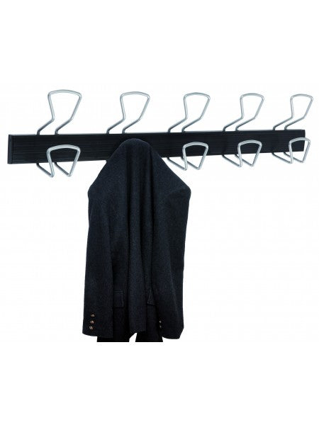Alba PRO5 Wandgarderobe 5 Haken – ABS/Stahl – Schwarz/Silber – 760 × 165 × 82 mm