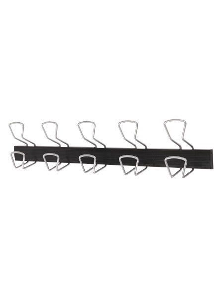 Alba PRO5 Wandgarderobe 5 Haken – ABS/Stahl – Schwarz/Silber – 760 × 165 × 82 mm