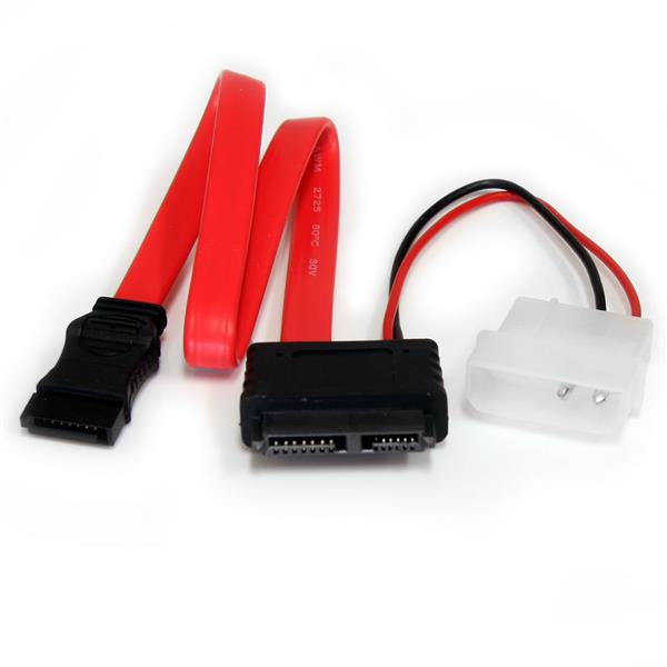 StarTech.com 12" Slimline SATA Adapter – Slimline SATA zu SATA + Molex (LP4), 6 Gbit/s, 0,304 m, Rot