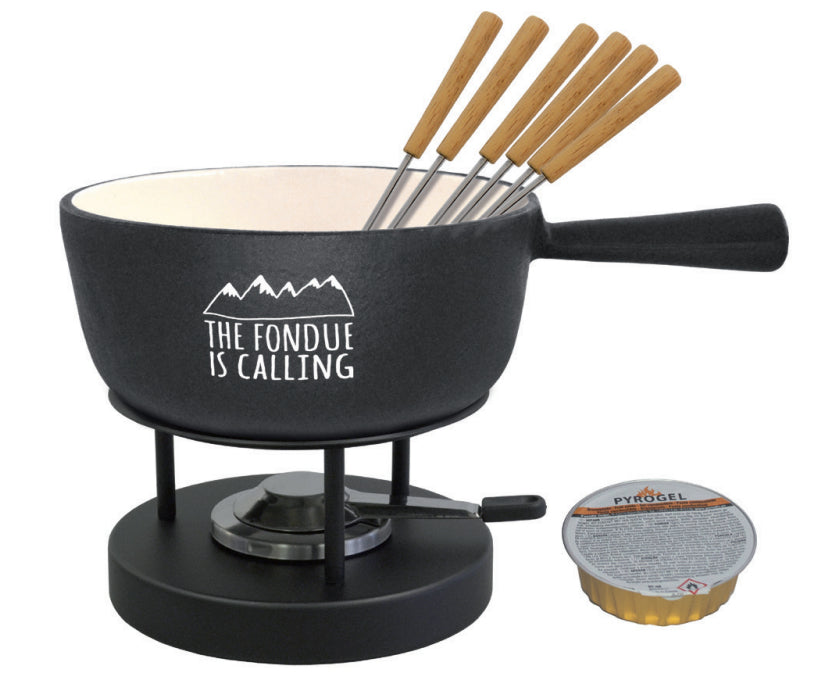 Heidi Cheese Line Fondue-Set 26834106 – Eisenguss, 1,8 l, 6 Gabeln, Pastenbrenner – schwarz