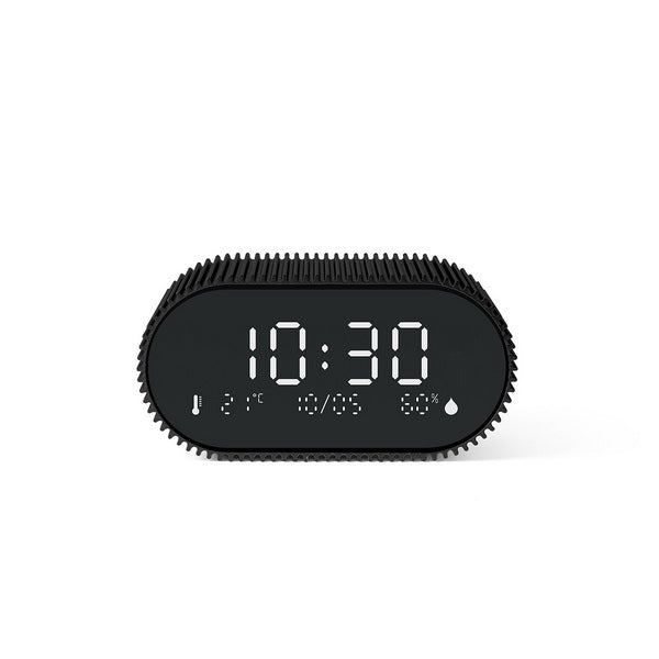 LEXON Wecker Ray – digital, schwarz matt, Aluminium, Schlummerfunktion, Thermometer