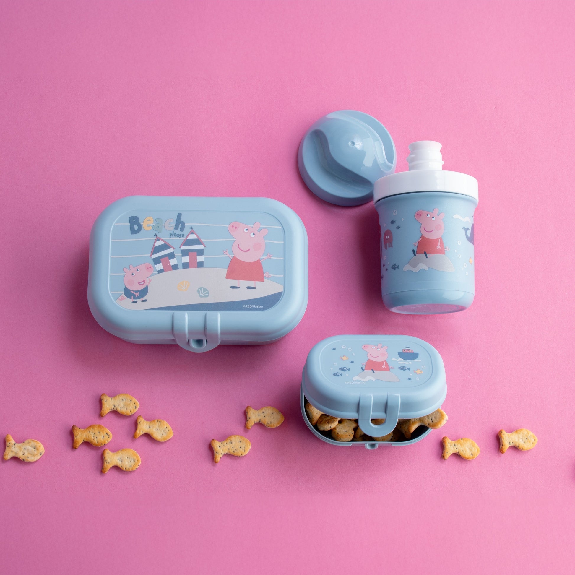 Koziol Peppa Pig – Lunchbox-Set 3-teilig, Biokunststoff, Blau, inkl. Flasche 200 ml