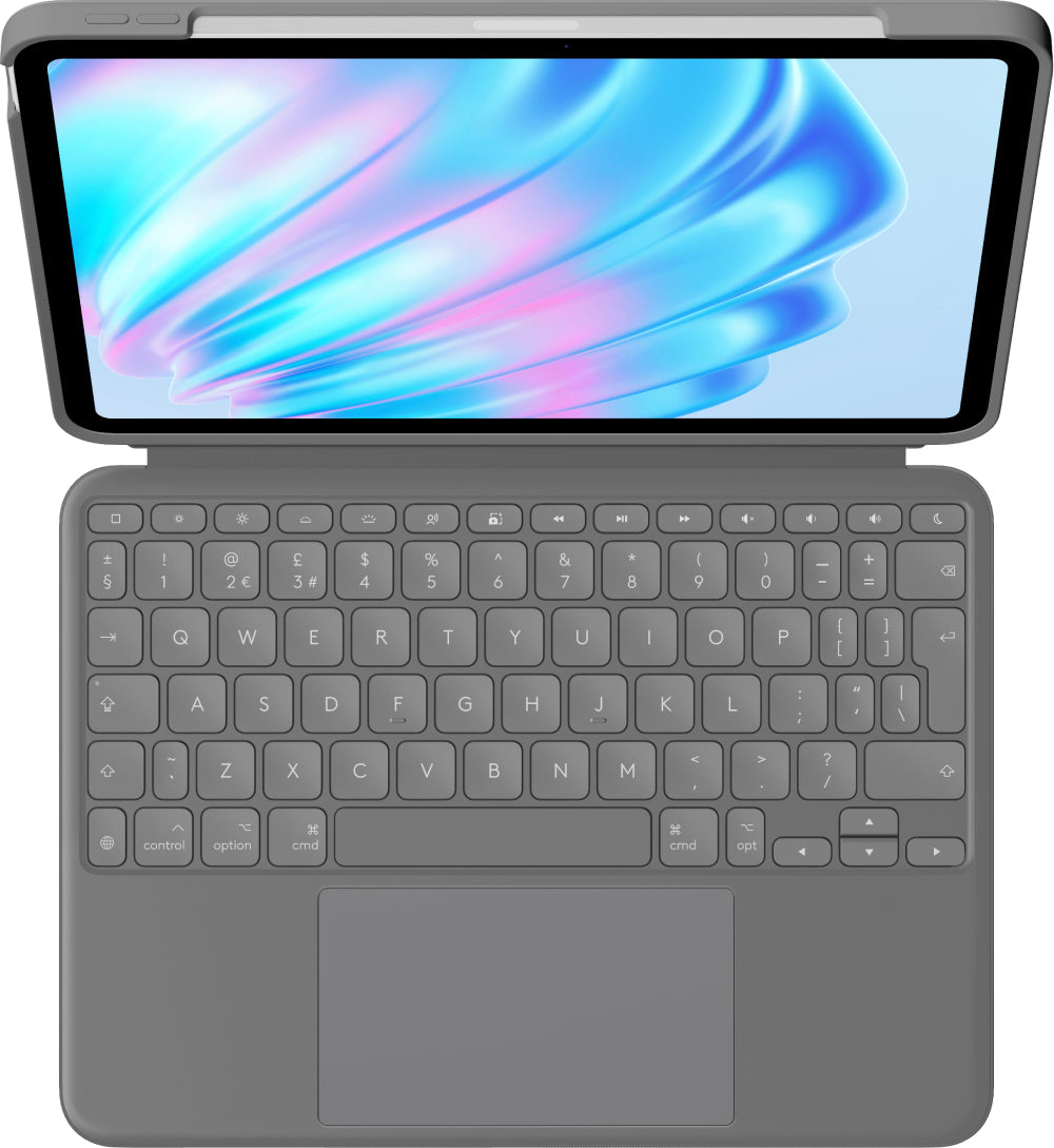 Logitech Combo Touch – Tastatur, kabelgebunden (Smart Connector), UK-Layout (EN), mit Touchpad – für iPadOS