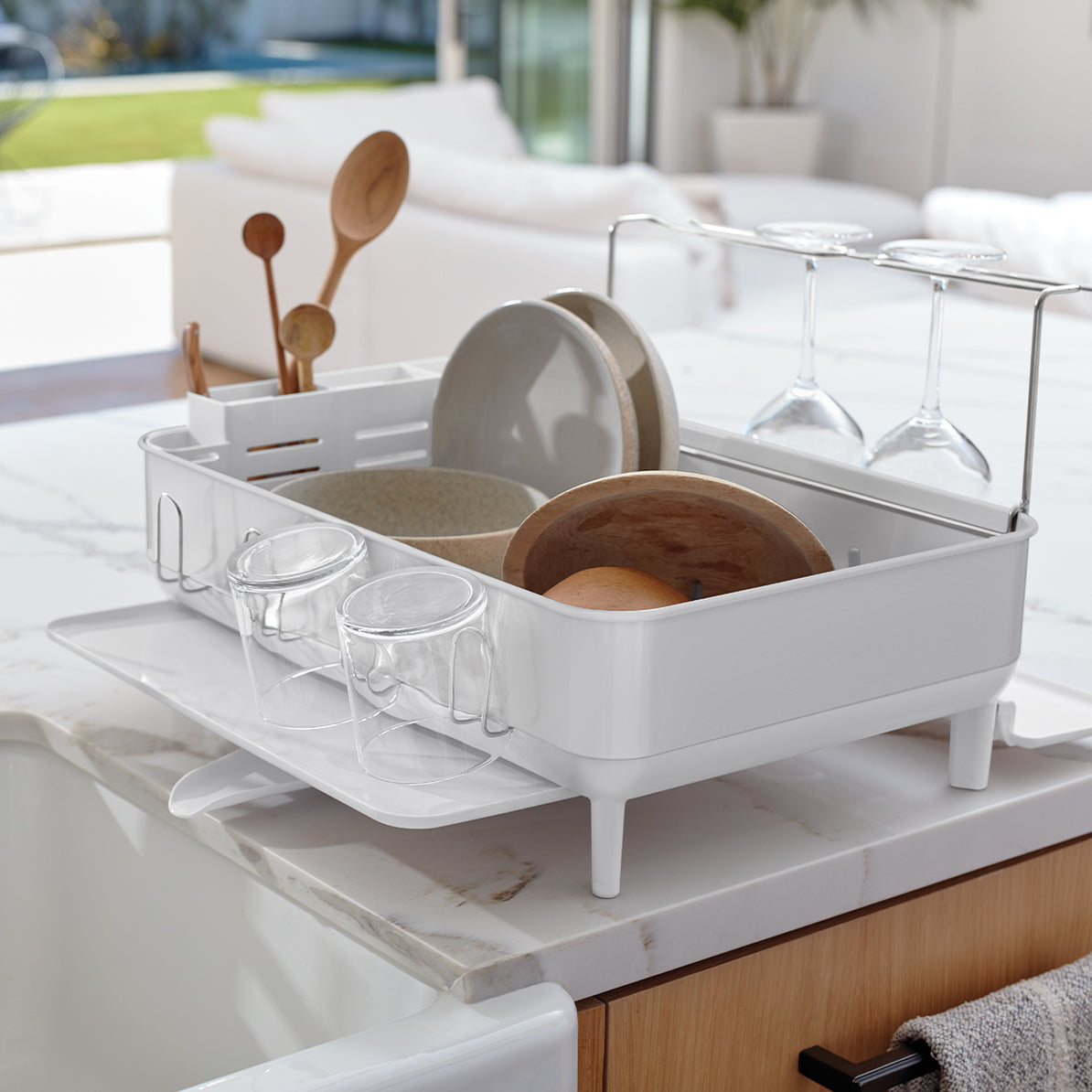 Simplehuman – Abtropfgestell 56,6 × 51,4 × 29,2 cm, Edelstahl/Kunststoff, Weiss