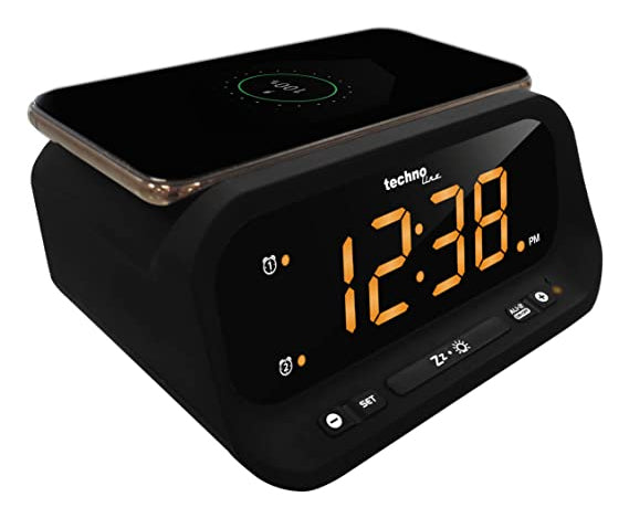 Technoline Digitalwecker – Funk, Thermometer, USB, 11,6 × 15,8 × 7,5 cm, Schwarz