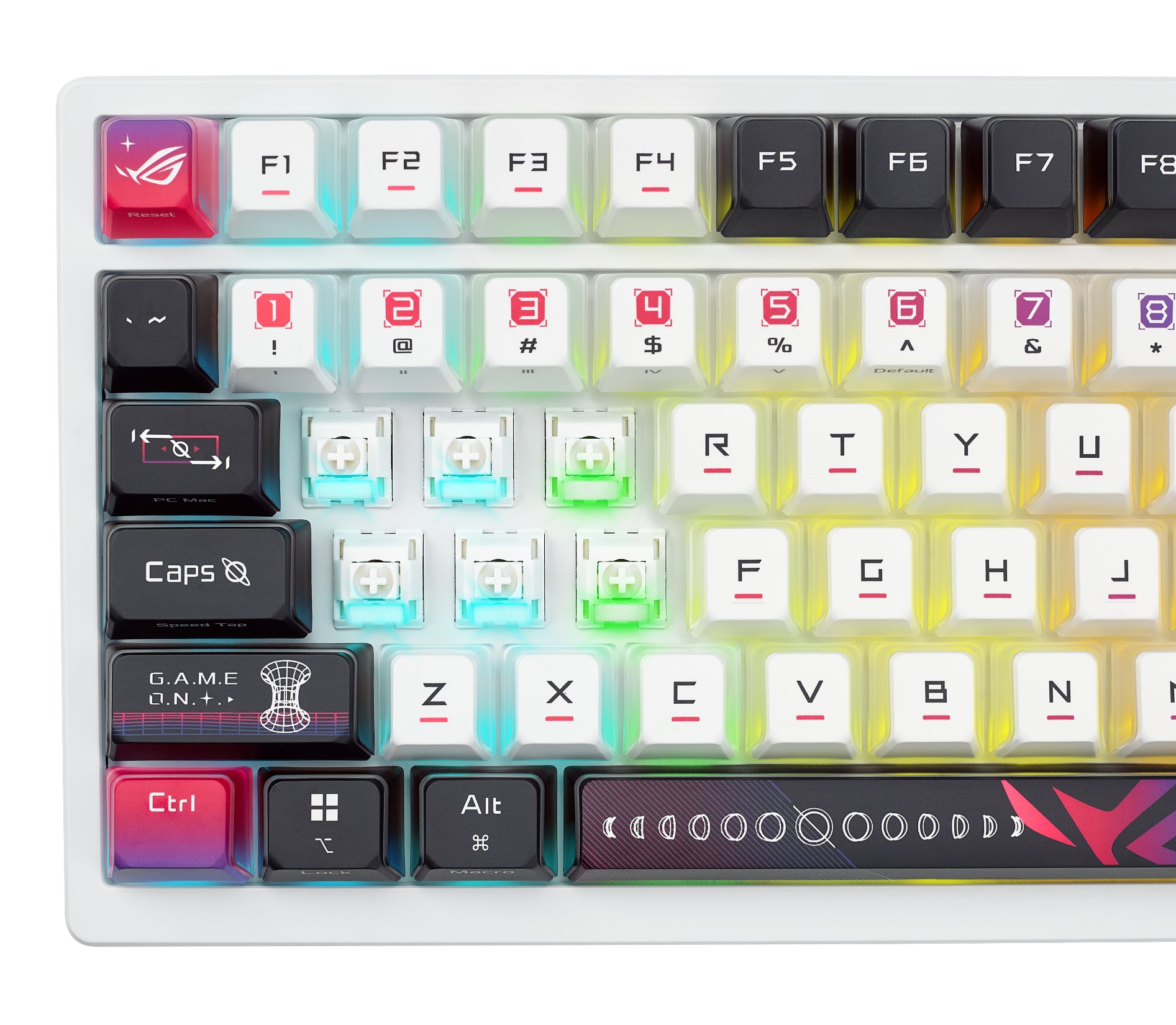 ASUS Azoth X – Tastatur, kabellos (Bluetooth/2,4 GHz), kabelgebunden (USB), CH-Layout (DE-CH), weiss