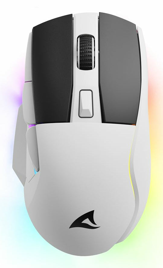 R-Go Tools Sharkoon SKILLER SGM50W – Gaming-Maus – Kabellos (2,4 GHz), 6400 DPI, RGB-Beleuchtung, Rechtshänder, Weiss