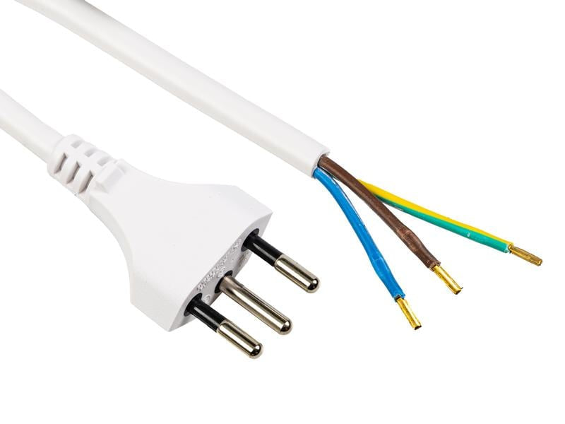 FURBER.power Verlängerungskabel T12–offen, 5 m, 3×1 mm², H05VV‑F, mit Kinderschutz, angespritzt – weiss