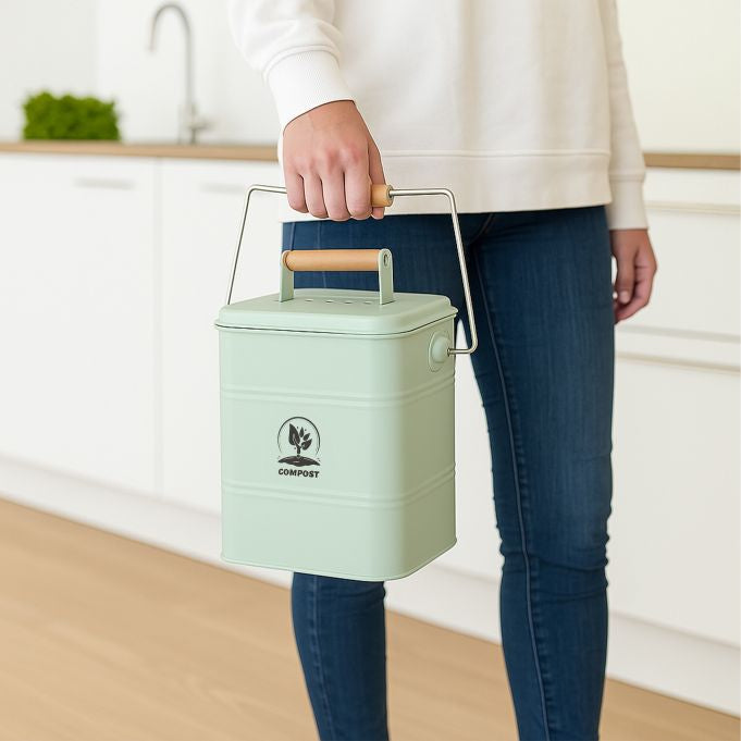 Relaxdays Komposteimer – 3,5 l – Holz, rechteckig – Grün